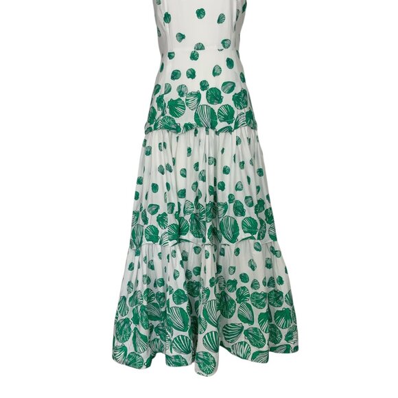 Anthropologie Maeve Halter Tiered Maxi Dress M White Green Seashell Resortwear - Picture 10 of 15